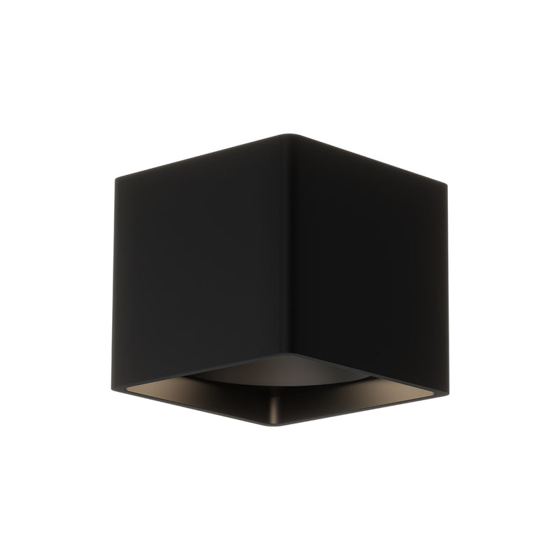 Kuzco Falco 5in LED Flush Mount | Black Cast Aluminum and Clear Multi-Faceted Lens | Hallway & Bathroom | 1575lm, 3000K | Model FM10705-BK-UNV