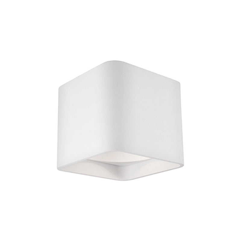 Kuzco Falco 5in 1-Light LED Flush Mount | Modern White Aluminum and Clear Acrylic Multi-Faceted Lens | Hallway & Bathroom | Model FM10705-WH-UNV