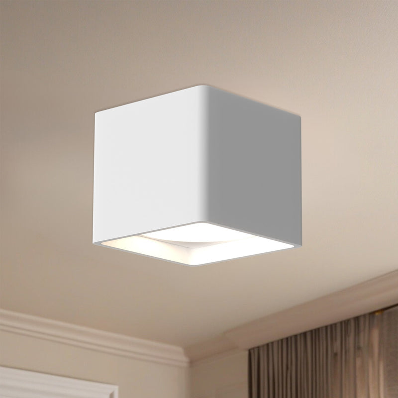 Kuzco Falco 5in 1-Light LED Flush Mount | Modern White Aluminum and Clear Acrylic Multi-Faceted Lens | Hallway & Bathroom | Model FM10705-WH-UNV