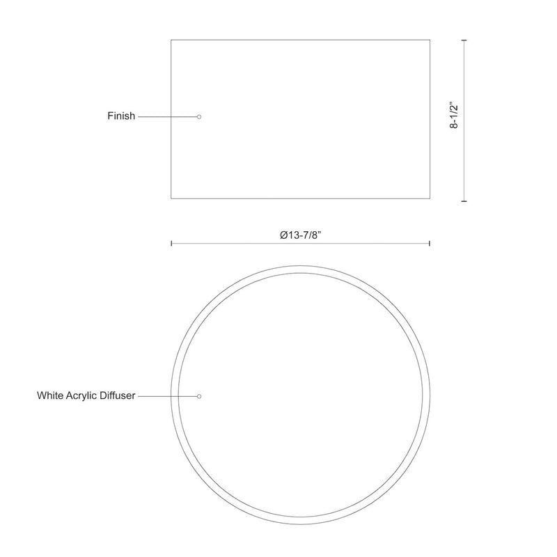 Kuzco Mousinni 14in 1-Light LED Flush Mount | Modern White and White Acrylic Diffuser | Bedroom & Hallway Ceiling Light | 1600lm | Model FM11414-WH