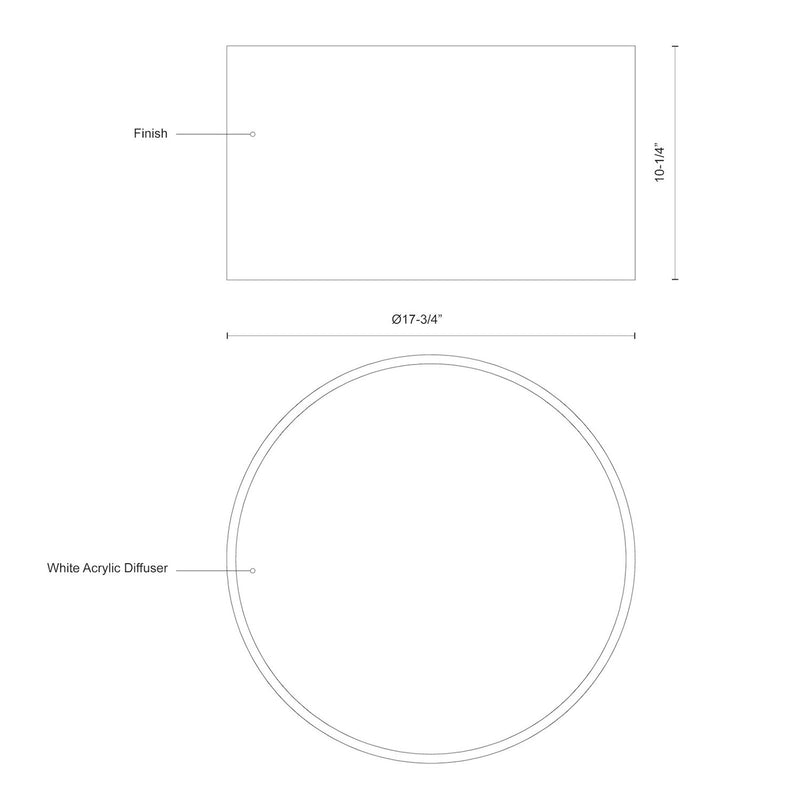 Kuzco Mousinni 18in LED Flush Mount | White Metal and White Acrylic Diffuser | Bedroom & Hallway Ceiling Light | 4000lm 3000K | Model FM11418-WH