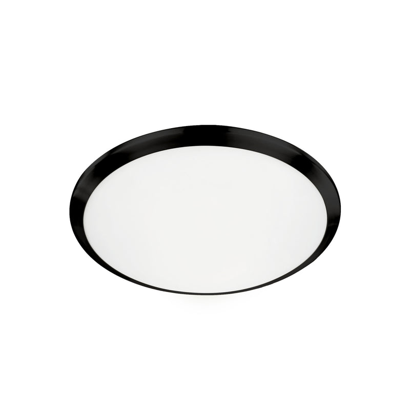 Kuzco Malta 12in 1-Light LED Flush Mount | Modern Black Aluminum and Opal Glass | Bedroom & Hallway Ceiling Light | Model FM1512-BK