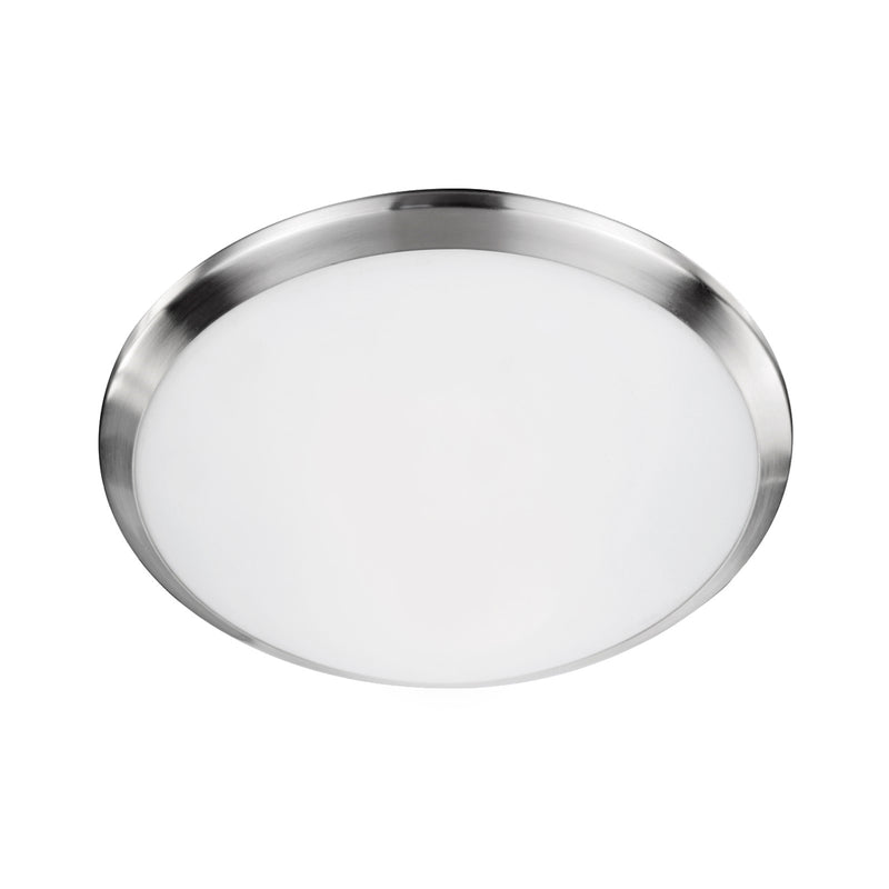 Kuzco Malta 12in 1-Light Flush Mount | Modern Brushed Nickel and Opal Glass | Bedroom & Hallway Accent Light | 900lm 3000K Dimmable | Model FM1512-BN
