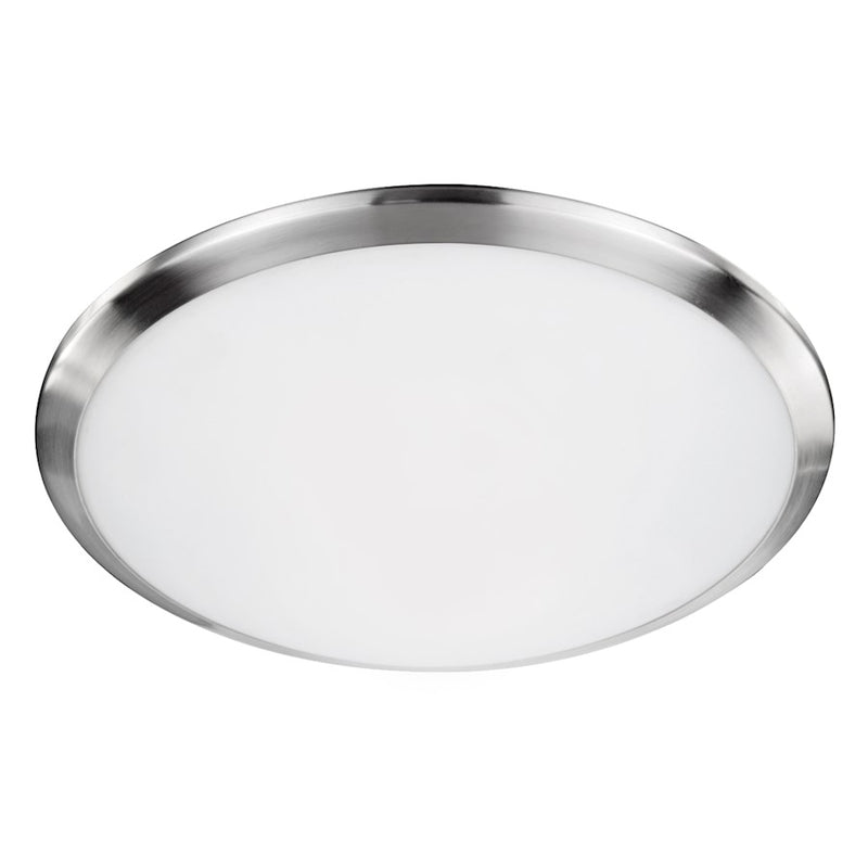 Kuzco Malta 15in 1-Light LED Flush Mount | Modern Brushed Nickel and Opal Glass | Hallway & Bedroom Ceiling Light | 15 x 3.38 in | Model FM1515-BN