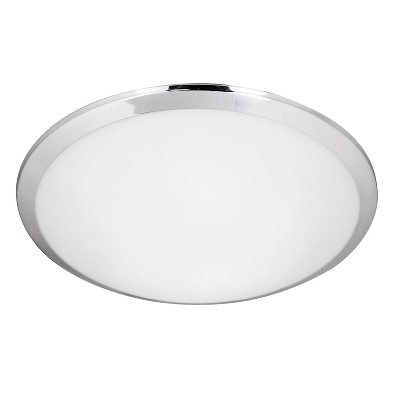 Kuzco Malta 15in 1-Light Flush Mount | Chrome Frame and Opal Glass Shade | Hallway & Bedroom Ceiling Light | 15 x 3.38 in | Model FM1515-CH