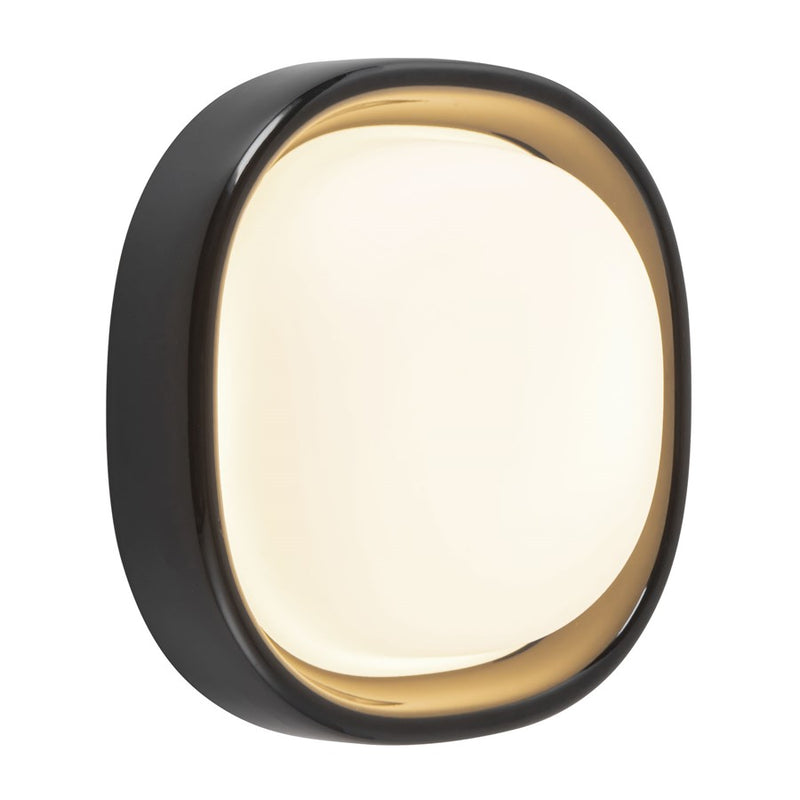 Kuzco Pebble 8" Black Dimmable LED Flush Mount, Glossy Black