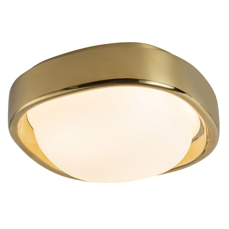 Kuzco Pebble 8" Brass Dimmable LED Flush Mount, Metallic Brass