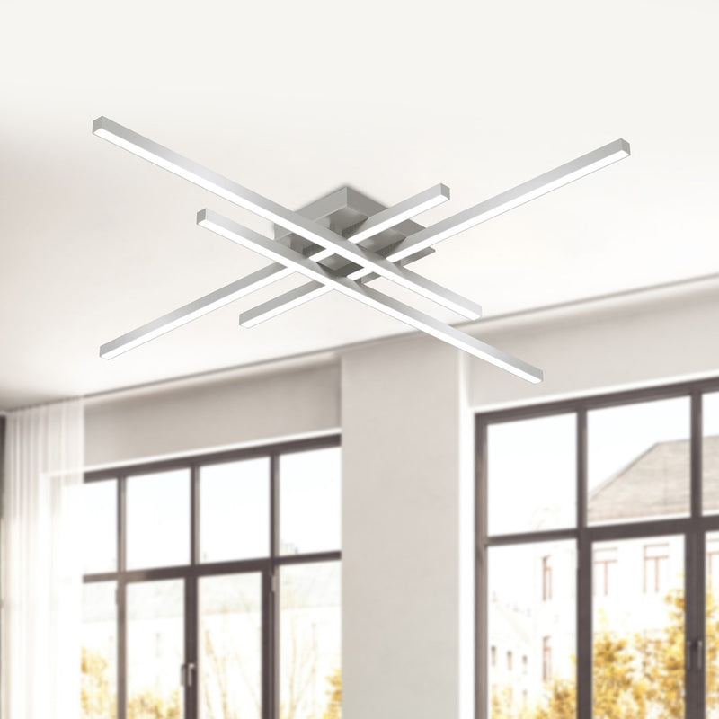 Kuzco Vega Minor 31in LED Flush Mount | Modern Brushed Nickel and White Acrylic Diffuser | Bedroom & Hallway Ceiling Light | Model FM18232-BN