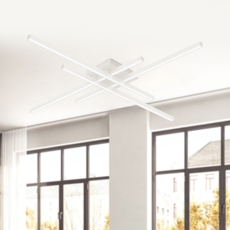 Kuzco Vega Minor 32in LED Flush Mount | Modern White Aluminum and White Acrylic Diffuser | Bedroom & Living Room | Model FM18232-WH