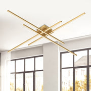 Kuzco Vega Minor 47in LED Flush Mount | Modern Brushed Gold Aluminum and White Acrylic Diffuser | Living Room & Bedroom Ceiling | Model FM18247-BG