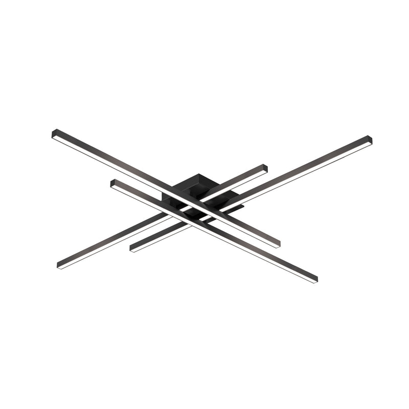 Kuzco Vega Minor 46.5in LED Flush Mount | Modern Black Aluminum and White Acrylic Diffuser | Hallway & Entryway | Model FM18247-BK