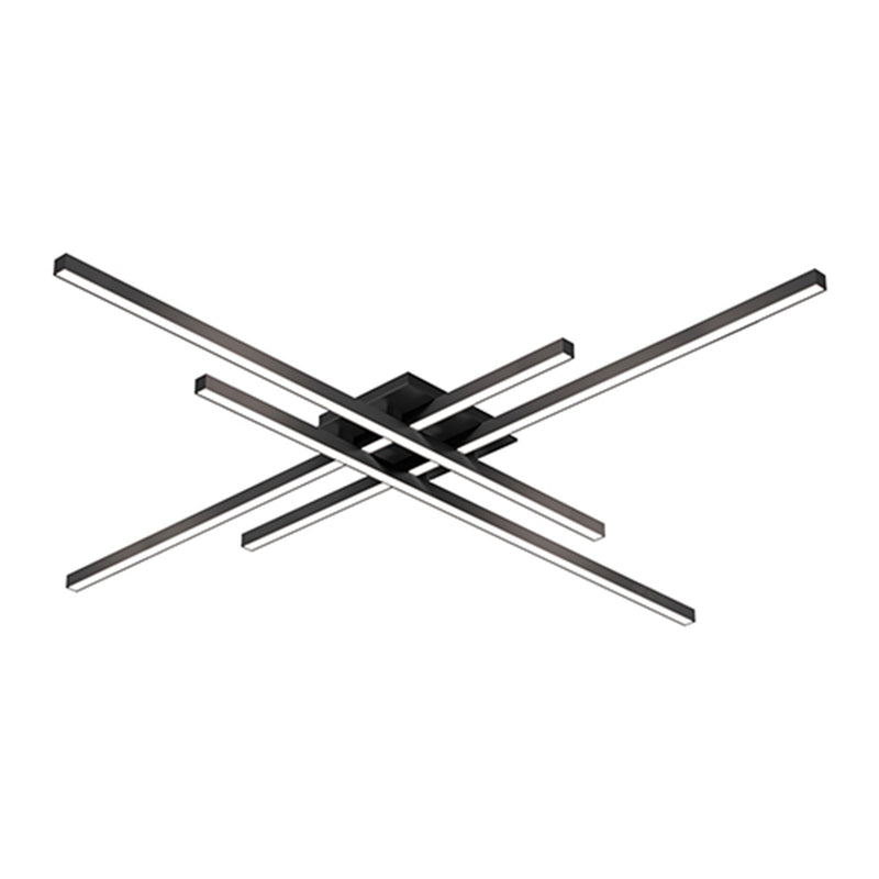 Kuzco Vega Minor 46.5in LED Flush Mount | Modern Black Aluminum and White Acrylic Diffuser | Hallway & Entryway | Model FM18247-BK