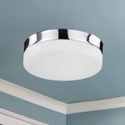 Kuzco Lomita 11in 1-Light LED Flush Mount | Modern Chrome and Opal Glass | Bedroom & Hallway Ceiling Light | 1300lm 3000K 90CRI | Model FM2011-CH