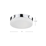 Kuzco Lomita 11in 1-Light LED Flush Mount | Modern Chrome and Opal Glass | Bedroom & Hallway Ceiling Light | 1300lm 3000K 90CRI | Model FM2011-CH
