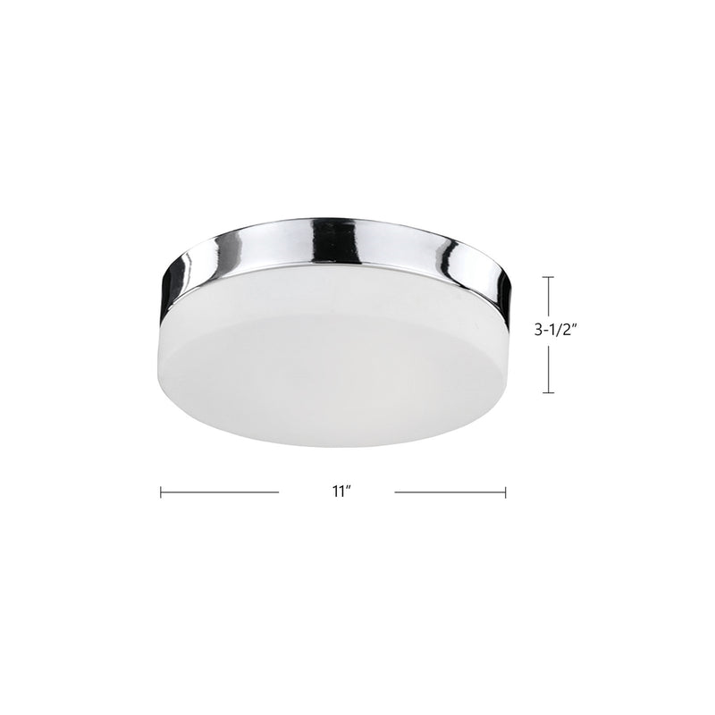 Kuzco Lomita 11in 1-Light LED Flush Mount | Modern Chrome and Opal Glass | Bedroom & Hallway Ceiling Light | 1300lm 3000K 90CRI | Model FM2011-CH
