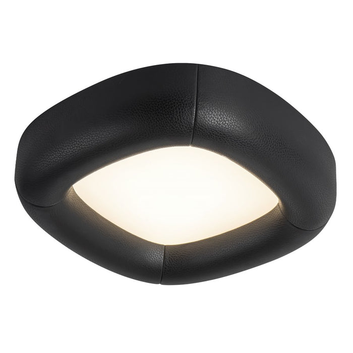 Kuzco Folio 15" Black Dimmable LED Flush Mount, Brown Vegan Leather