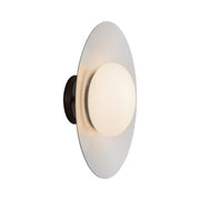Kuzco Cruz 15in LED Flush Mount | Black and White Metal and Opal Glass | Bedroom, Living Room & Dining Room Ambient Light | Model FM22815-BK-WH
