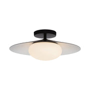 Kuzco Cruz 15in LED Flush Mount | Black and White Metal and Opal Glass | Bedroom, Living Room & Dining Room Ambient Light | Model FM22815-BK-WH