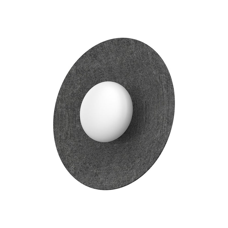 Kuzco Cruz 15in LED Flush Mount | Felt Gray and Opal Glass | Bedroom & Hallway Ambient Light | 1000lm 3000K 90CRI Dimmable | Model FM22815-GY