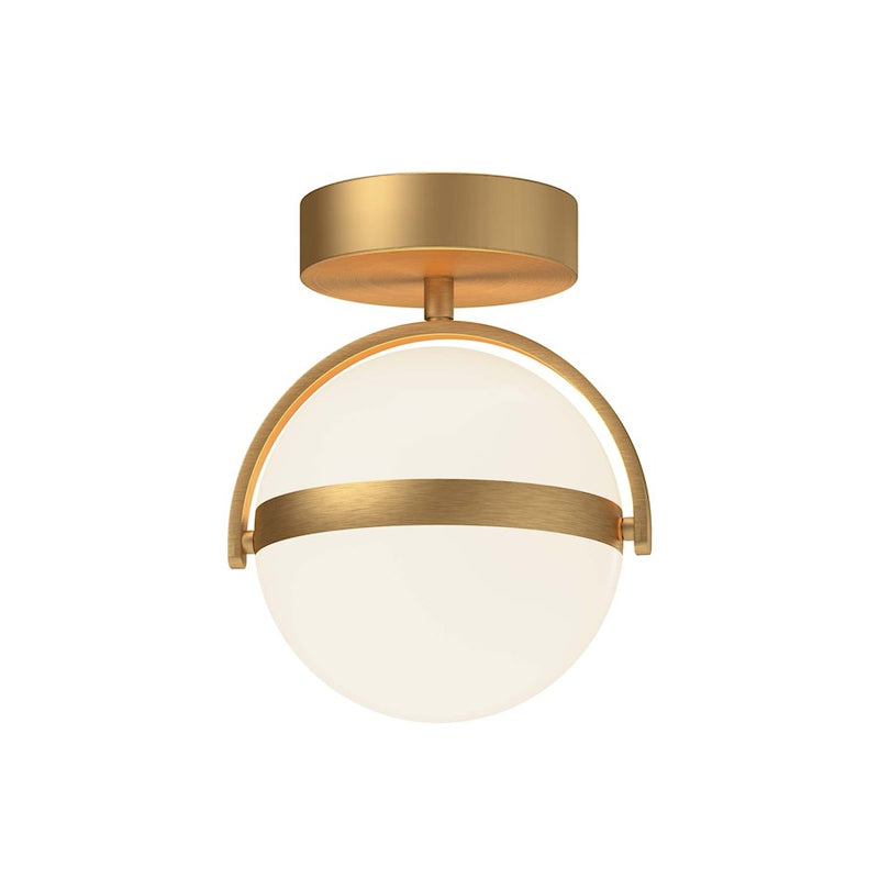 Kuzco Globo 7in LED Flush Mount | Modern Brushed Gold and Frosted Acrylic | Hallway & Bedroom Ceiling Light | 850lm 3000K 90CRI | Model FM301001BG