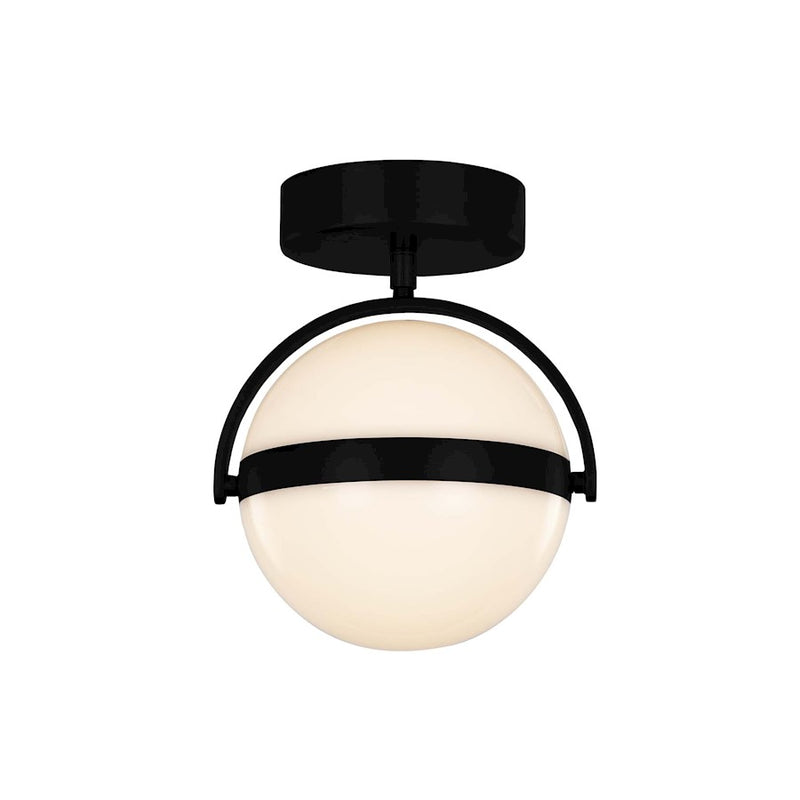 Kuzco Globo 7in LED Flush Mount | Modern Matte Black and Frosted Acrylic | Bedroom & Hallway | 850lm 3000K 90CRI Dimmable | Model FM301001MB