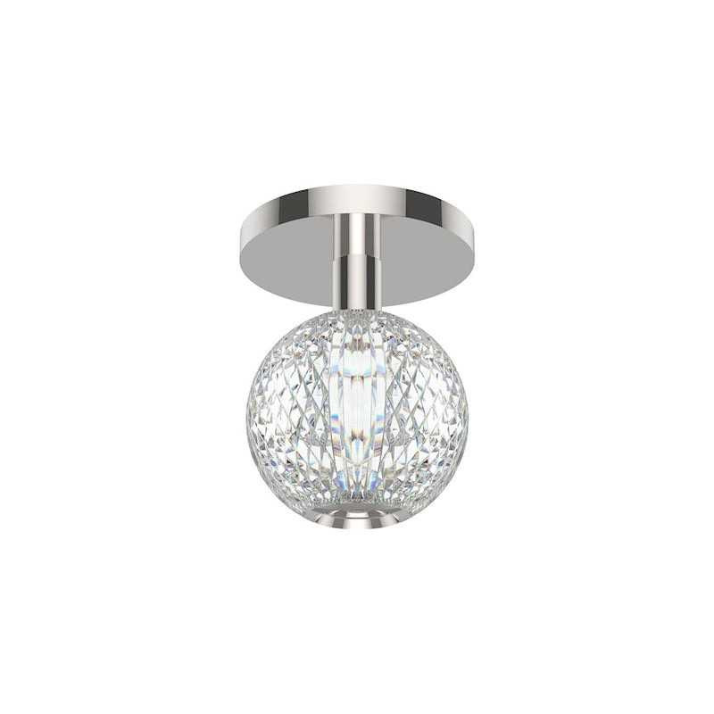 Kuzco Marni 5in 1-Light LED Flush Mount | Polished Nickel and Clear Carved Acrylic | Bedroom & Hallway | 5.75 x 4.38 in | Model FM321201PN