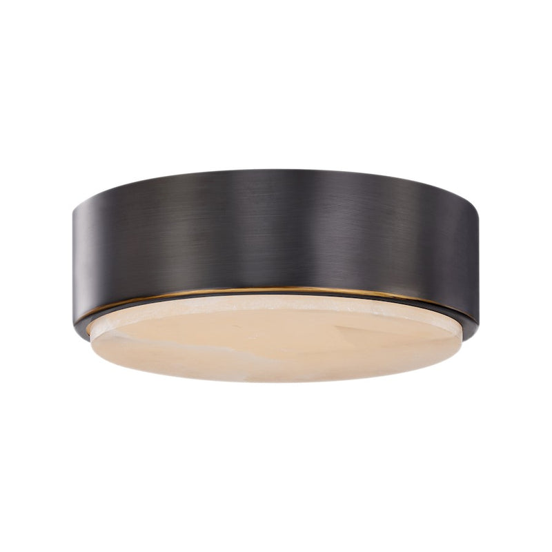 Kuzco Blanco 8in 1-Light LED Flush Mount | Modern Urban Bronze and Alabaster Stone | Hallway & Bedroom Ceiling Light | 1950lm | Model FM325108UBAR