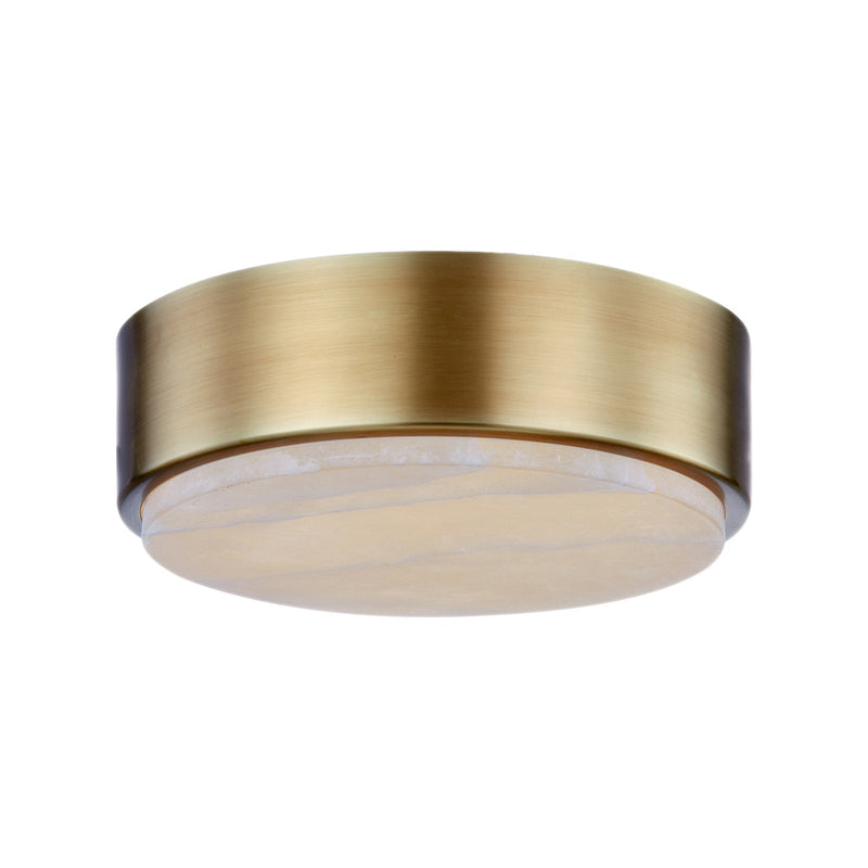 Kuzco Blanco 8in LED Flush Mount | Modern Vintage Brass and Alabaster Stone | Bedroom & Hallway Ceiling Light | 1950lm 5CCT | Model FM325108VBAR-5CCT
