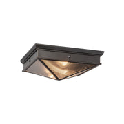 Kuzco Cairo 15in 2-Light Flush Mount | Urban Bronze Steel and Clear Ribbed Glass | Hallway & Bedroom Ceiling Light | Model FM332615UBCR