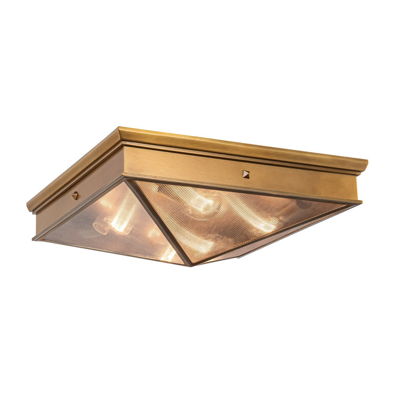 Kuzco Cairo 4-Light 19in Flush Mount | Ribbed Glass and Vintage Brass Steel | Bedroom & Hallway Ceiling Light | Model FM332919VBCR