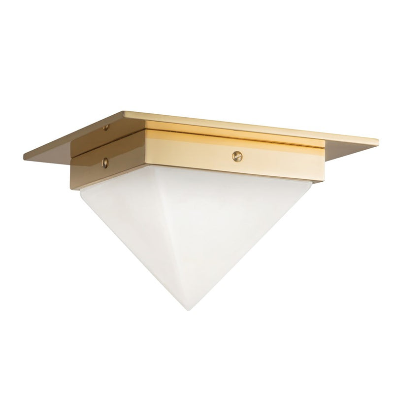 Kuzco Mineral 4" Brass Flush Mount, Patina Brass/Alabaster