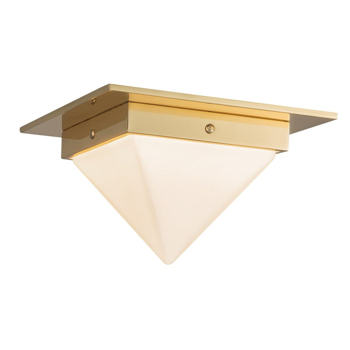 Kuzco Mineral 4" Brass Flush Mount, Patina Brass/Opal Glass