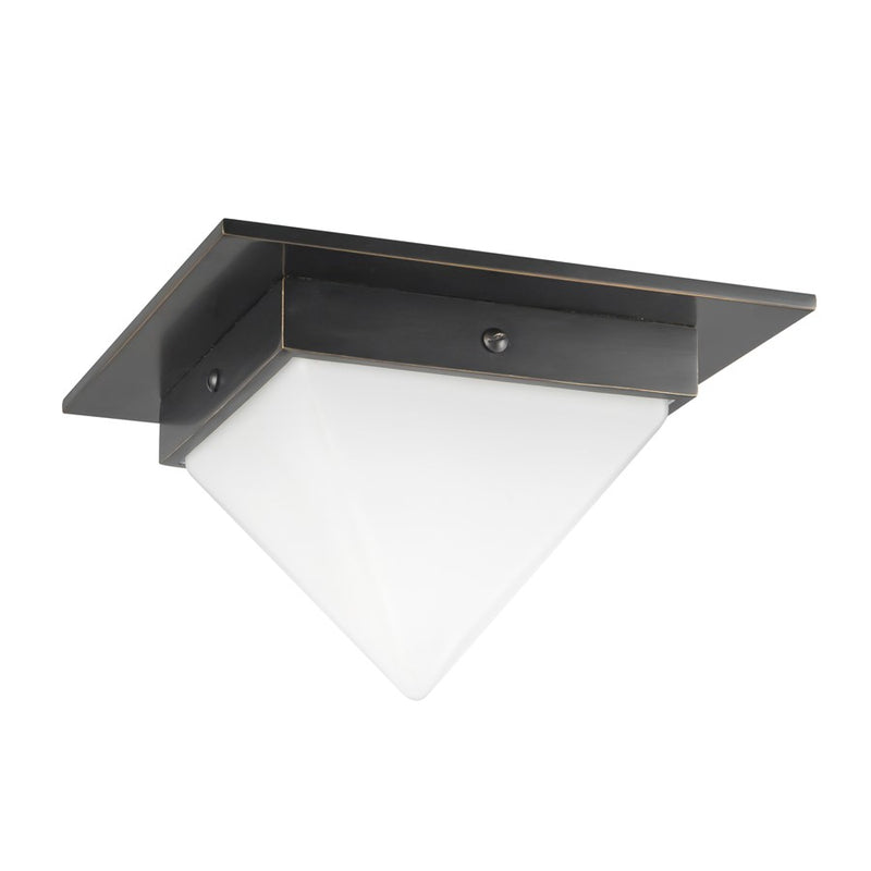 Kuzco Mineral 4" Black Flush Mount, Urban Bronze/Matte Opal Glass