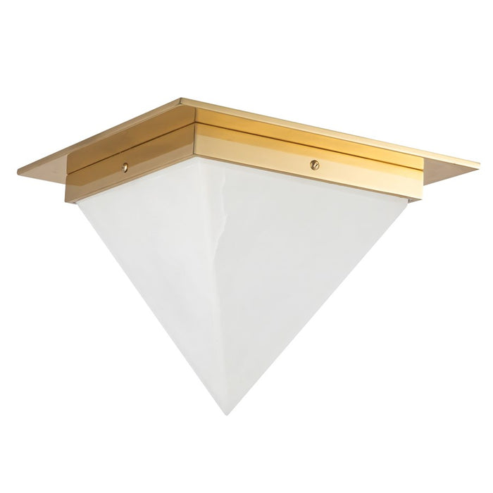 Kuzco Mineral 9" Brass Flush Mount, Patina Brass/Alabaster