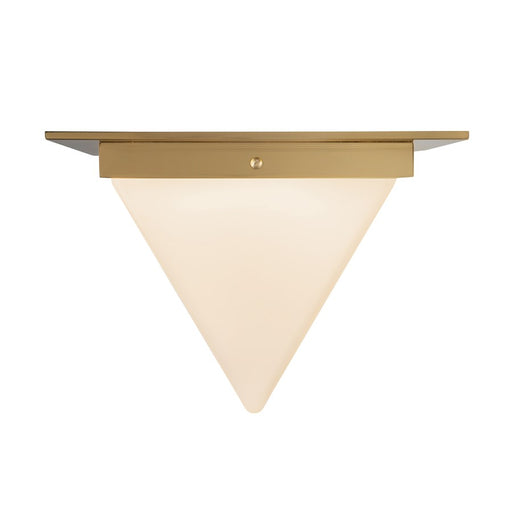 Kuzco Mineral 9" Brass Flush Mount, Patina Brass/Opal Glass