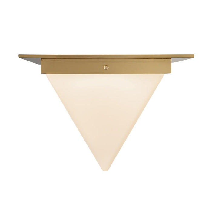 Kuzco Mineral 9" Brass Flush Mount, Patina Brass/Opal Glass