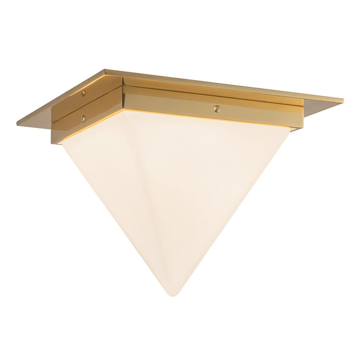 Kuzco Mineral 9" Brass Flush Mount, Patina Brass/Opal Glass