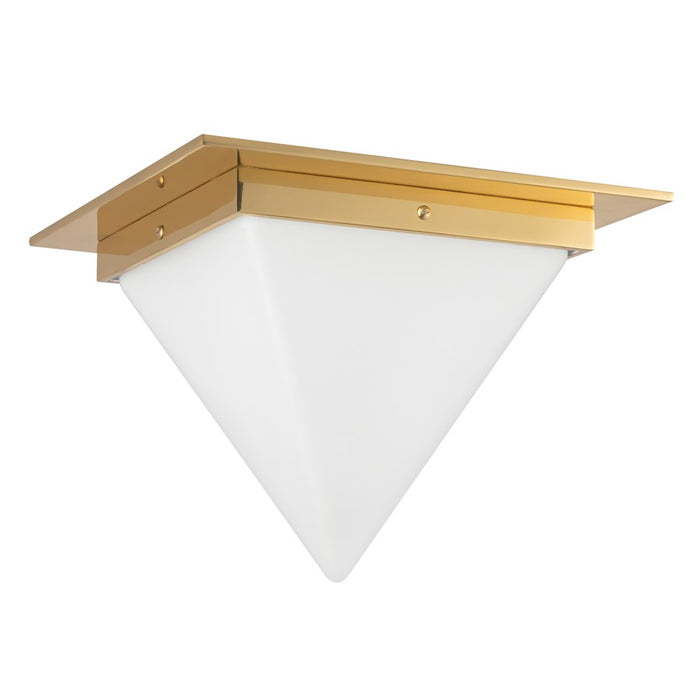 Kuzco Mineral 9" Brass Flush Mount, Patina Brass/Opal Glass