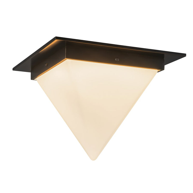 Kuzco Mineral 9" Black Flush Mount, Urban Bronze/Matte Opal Glass