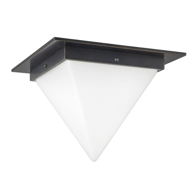 Kuzco Mineral 9" Black Flush Mount, Urban Bronze/Matte Opal Glass