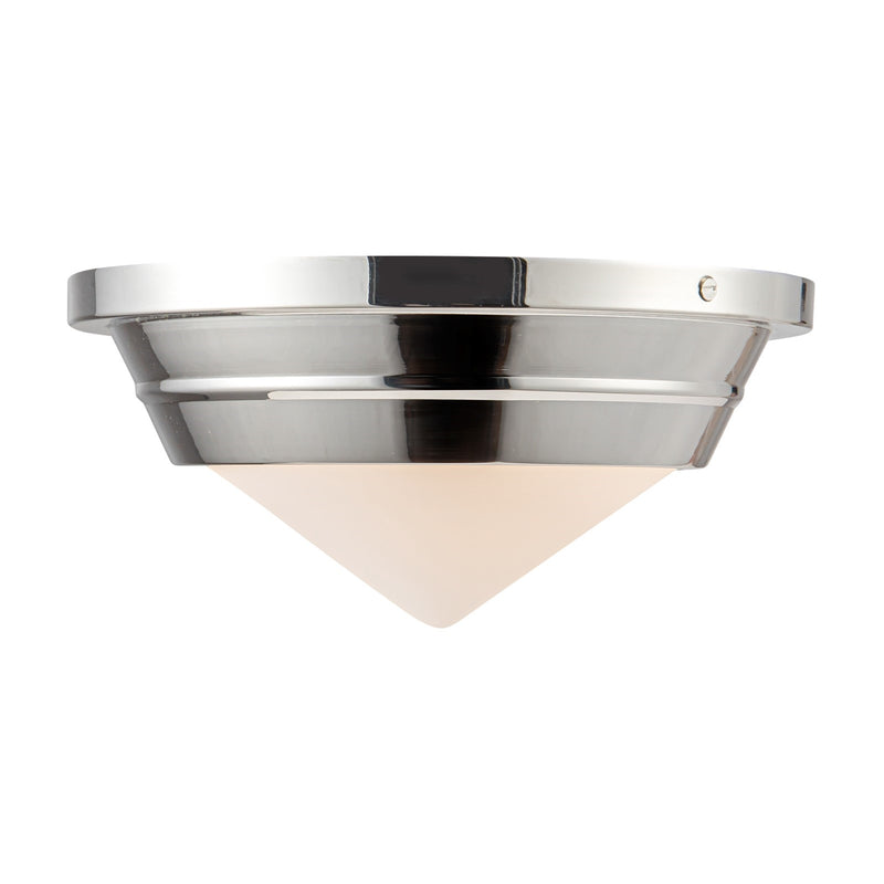 Kuzco Willard 10in 1-Light Flush Mount | Classic Polished Nickel Steel and Opal Glass | Hallway & Bedroom Ceiling Light | Model FM348010PNOP