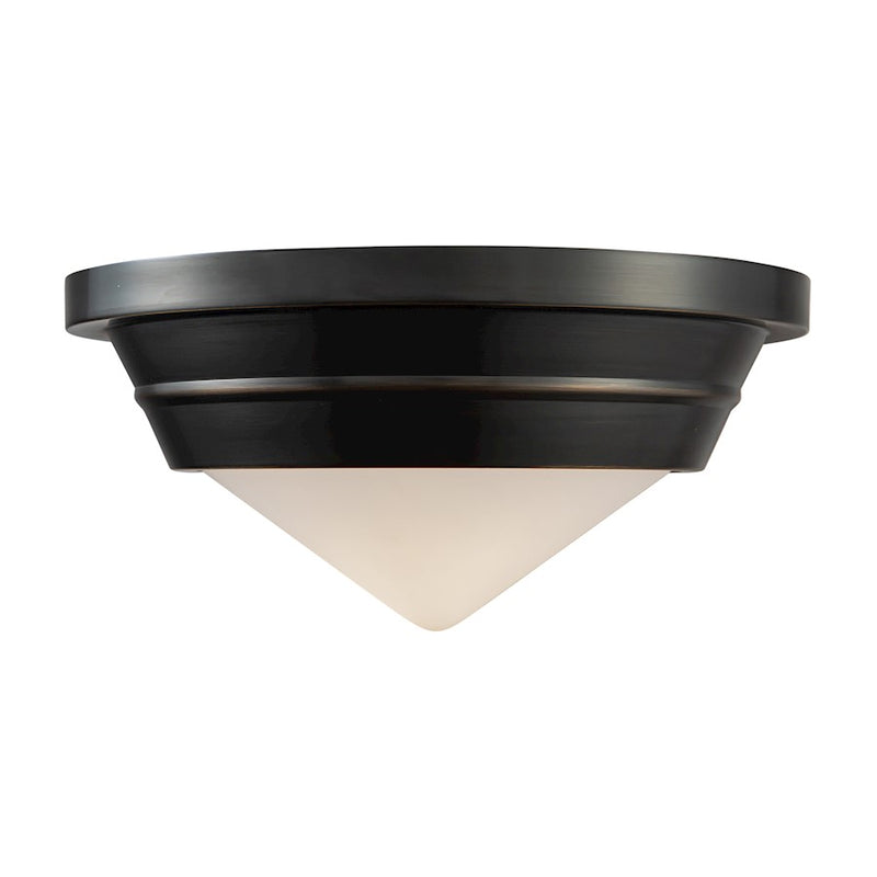 Kuzco Willard 10in 1-Light Flush Mount | English Cottage Urban Bronze Steel and Opal Glass | Bedroom & Hallway Ceiling Light | Model FM348010UBOP