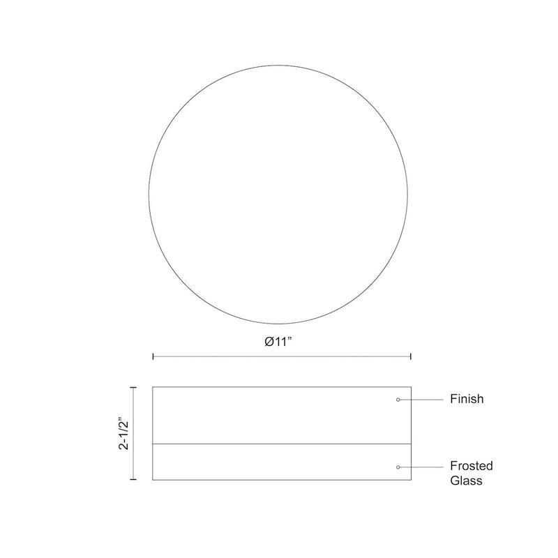 Kuzco Bedford 11in 1-Light LED Flush Mount | Modern Black and Frosted Glass | Bedroom & Hallway Ceiling Light | 1600lm 5CCT | Model FM3511-BK-5CCT