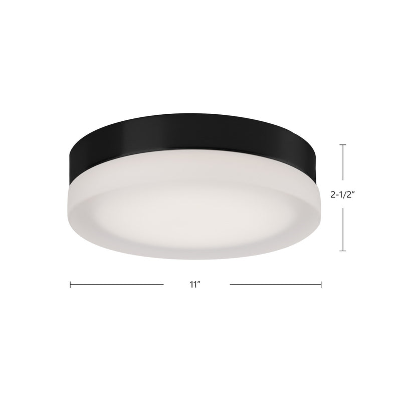 Kuzco Bedford 11in 1-Light LED Flush Mount | Modern Black and Frosted Glass | Bedroom & Hallway Ceiling Light | 1600lm 5CCT | Model FM3511-BK-5CCT