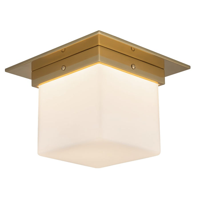 Kuzco Mineral 5.5" Brass Flush Mount, Patina Brass/Opal Glass