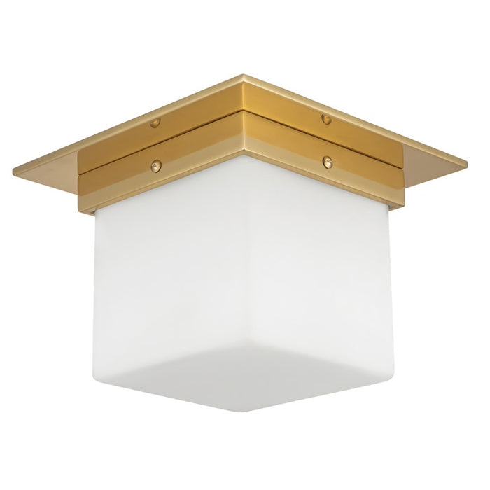 Kuzco Mineral 5.5" Brass Flush Mount, Patina Brass/Opal Glass