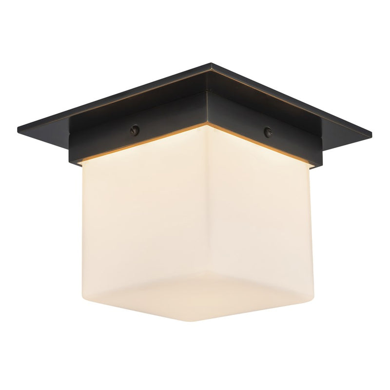 Kuzco Mineral 5.5" Black Flush Mount, Urban Bronze/Matte Opal Glass
