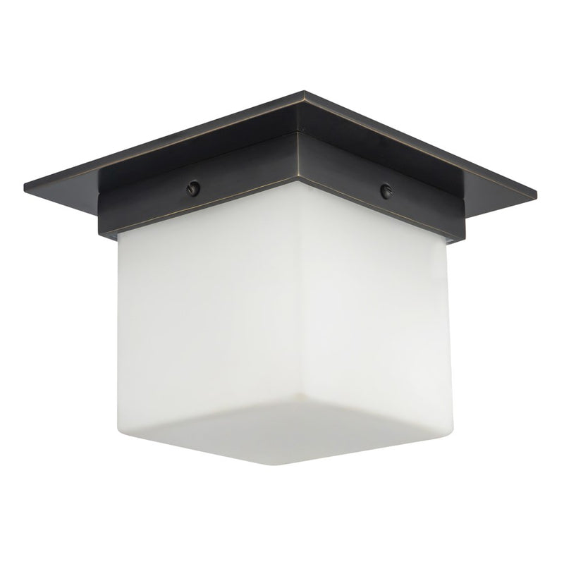 Kuzco Mineral 5.5" Black Flush Mount, Urban Bronze/Matte Opal Glass