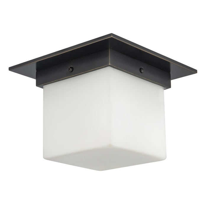 Kuzco Mineral 5.5" Black Flush Mount, Urban Bronze/Matte Opal Glass