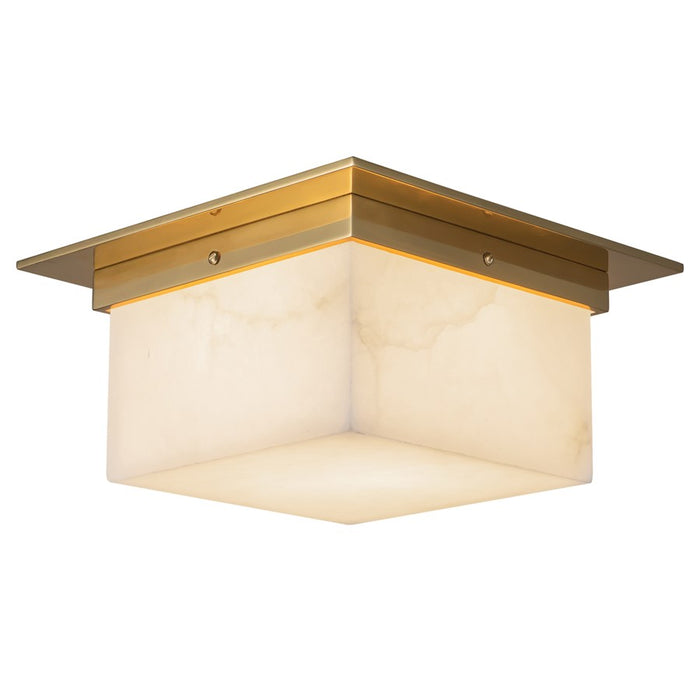 Kuzco Mineral 5" Brass Flush Mount, Patina Brass/Alabaster